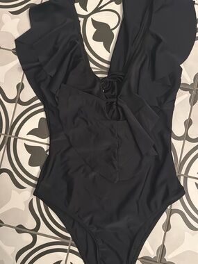 Black Ruffle One-Piece